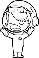 tekenfilm astronaut meisje pratend vector