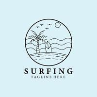 surfing lineair logo, icoon en symbool, vector illustratie ontwerp