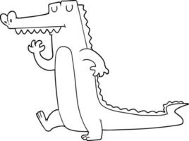 tekenfilm krokodil lijn kunst vector