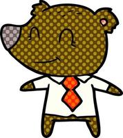 tekenfilm beer in overhemd en stropdas vector