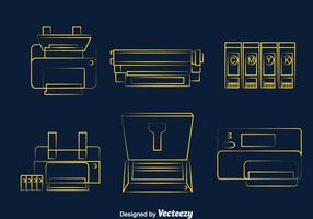 Printer lijn iconen vector