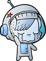 tekenfilm huilen astronaut meisje golvend Vaarwel vector