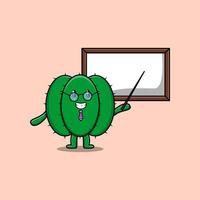 schattig tekenfilm cactus leraar karakter vector