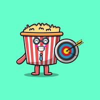 schattig tekenfilm popcorn zakenman Holding doelwit vector