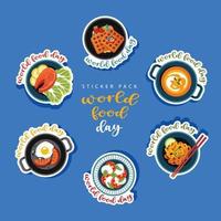 wereld voedsel dag sticker pak vector