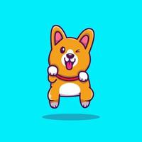 schattig corgi jumping tekenfilm vector icoon illustratie. dier natuur icoon concept geïsoleerd premie vector. vlak tekenfilm stijl