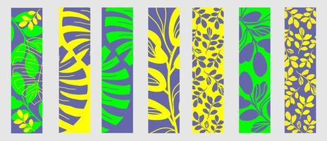 reeks van bladwijzers. abstract bladeren en tropisch planten . ontwerp in modieus kleur heel peri vector