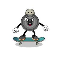 camera lens mascotte spelen een skateboard vector