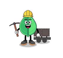 mascotte illustratie van blad mijnwerker vector