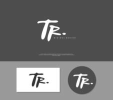 tr eerste handschrift of handgeschreven logo voor identiteit. logo met handtekening en hand- getrokken stijl. vector