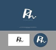 rh eerste handschrift of handgeschreven logo voor identiteit. logo met handtekening en hand- getrokken stijl. vector