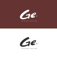 ge eerste handschrift of handgeschreven logo voor identiteit. logo met handtekening en hand- getrokken stijl. vector