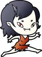 tekenfilm vriendelijk vampier meisje rennen vector