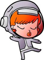 tekenfilm mooi astronaut meisje dansen vector
