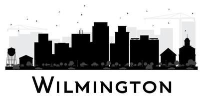 wilmington stad horizon zwart en wit silhouet. vector