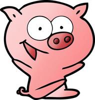 vrolijk zittend varken tekenfilm vector