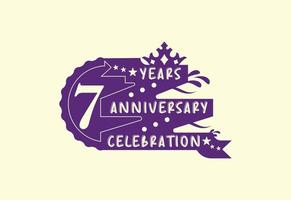 7 jaren verjaardag viering logo en sticker ontwerp vector