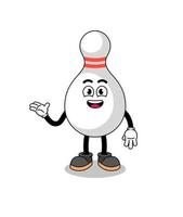 bowling pin tekenfilm met Welkom houding vector