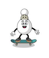 bowling pin mascotte spelen een skateboard vector