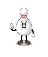 bowling pin tekenfilm illustratie aan het doen hou op hand- vector