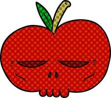 tekenfilm spookachtig schedel appel vector