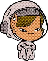 tekenfilm astronaut vrouw vector