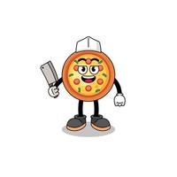 mascotte van pizza net zo een slager vector