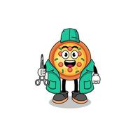 illustratie van pizza mascotte net zo een chirurg vector