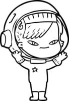 tekenfilm astronaut vrouw vector