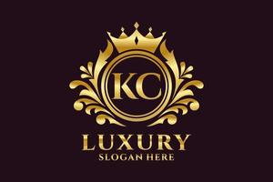 eerste kc brief Koninklijk luxe logo sjabloon in vector kunst voor luxueus branding projecten en andere vector illustratie.