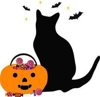 zwart kat silhouet Aan wit achtergrond. icoon vector illustratie. logo, afdrukken, halloween.