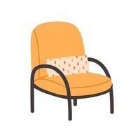 modern fauteuil met decoratief kussen. knus modern comfortabel meubilair in hygge stijl. vector