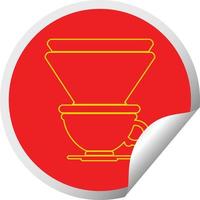 koffie filter kop circulaire pellen sticker vector