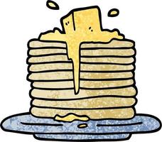 grunge getextureerde illustratie tekenfilm boter smelten Aan pannekoeken vector