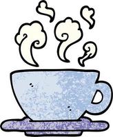 grunge getextureerde illustratie tekenfilm kop van heet koffie vector