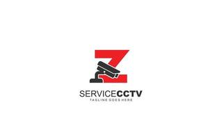 z logo cctv voor identiteit. veiligheid sjabloon vector illustratie voor uw merk.