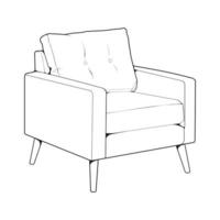 sofa of bankstel lijn kunst illustrator. schets meubilair voor leven kamer. vector illustratie.