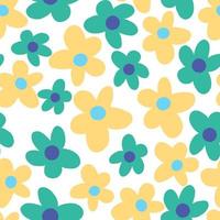 modieus bloemen patroon in de stijl van de jaren 70 met groovy madeliefje bloemen. wijnoogst stijl. pastel kleur. retro bloemen y2k vector ontwerp.