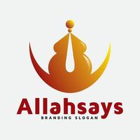 almachtig Allah en gebed moskee logo vector