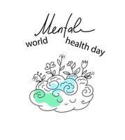 vector wereld mentaal Gezondheid dag poster tekening hand- getrokken stijl illustratie