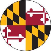 Maryland ronde vlag. Maryland vlag knop. vlak stijl. vector