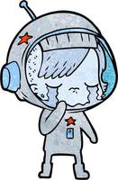 cartoon huilend astronautenmeisje vector