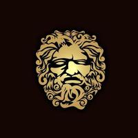 Grieks god Zeus. oude Grieks god beeldhouwwerk filosoof. gezicht Zeus triton Neptunus logo ontwerp vector