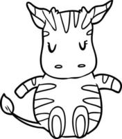 schattig lijn tekening van een zebra vector