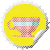 koffie kop grafisch vector illustratie ronde sticker postzegel