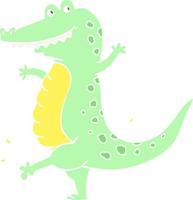 vlak kleur illustratie tekenfilm dansen krokodil vector
