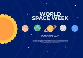 woord ruimte week achtergrond met zon en planeten. vector