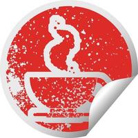 verontrust sticker icoon illustratie van een heet kop van koffie vector