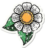 traditioneel verontrust sticker tatoeëren van een bloem vector