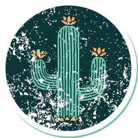 iconisch verontrust sticker tatoeëren stijl beeld van een cactus vector